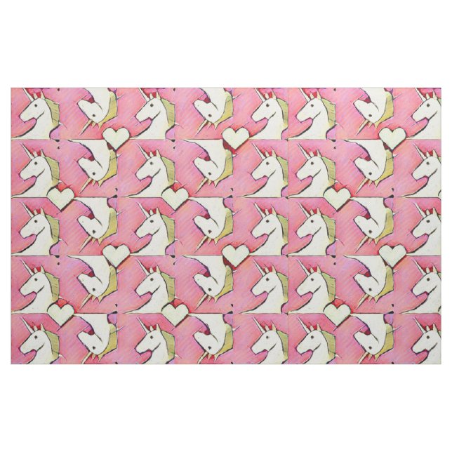 Unicorns and Hearts Fabric (Fat Quarter)