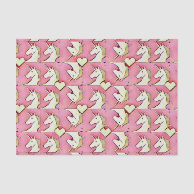 Unicorns and Hearts Tissue Paper (Front)