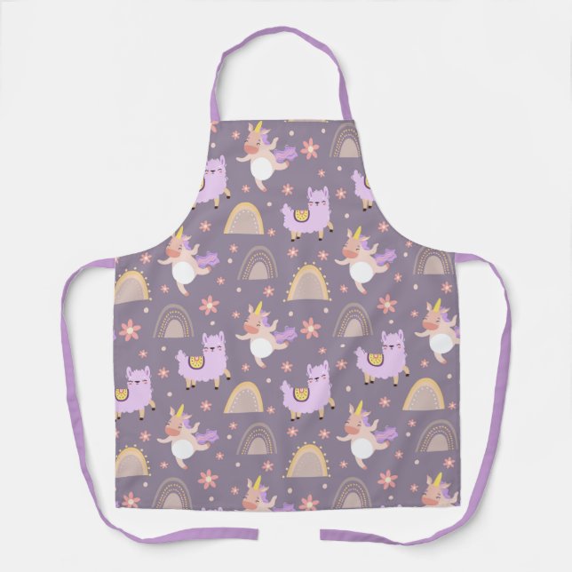 Unicorns And Llamas  Apron (Front)