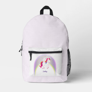 Unicorns and Rainbows Personalized with Name Printed Backpack