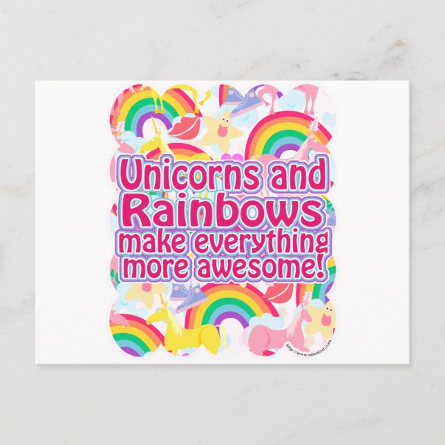 Unicorns and Rainbows Postcard (Front)
