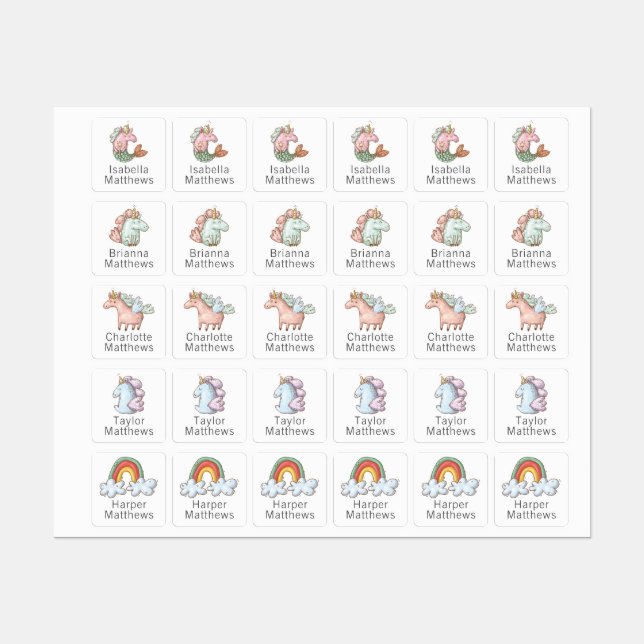 Unicorns and Rainbows with Child's Name (Sheet)