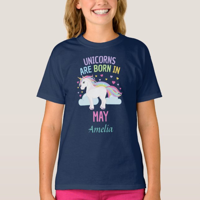 Unicorns are Born In May Personalized T-Shirt (Front)