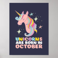 Unicorns Are Born In October Cute Birthday Girl