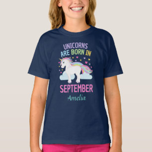 Unicorns are Born In September Personalized Name T-Shirt