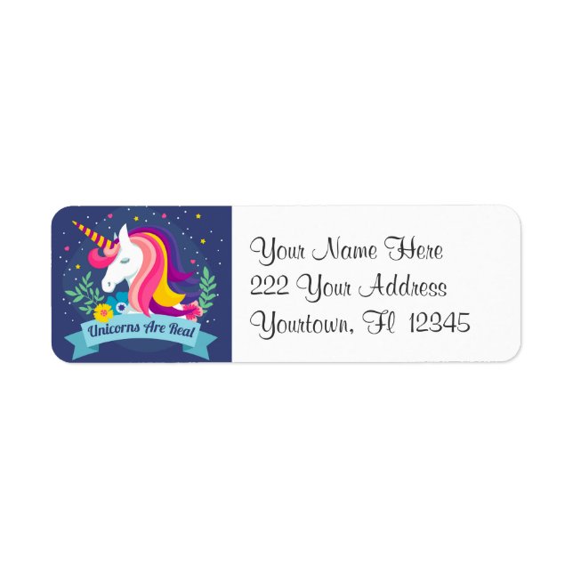 Unicorns Are Real Colourful Adress Labels (Front)