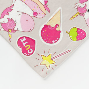"Unicorns are Real" Doughnuts Ice Cream Cactus Kaw Fleece Blanket