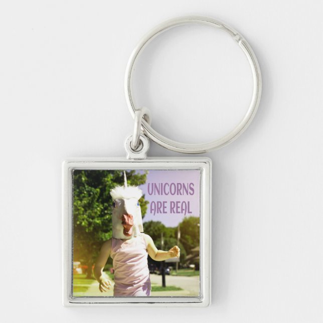 Unicorns Are Real Funny Humour Keychain (Front)