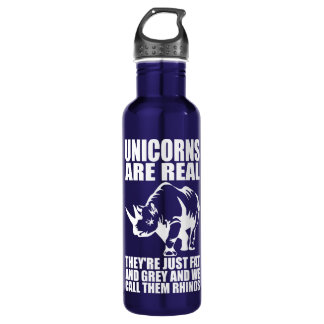 Unicorns Are Real - They're Rhinos - Funny Novelty 710 Ml Water Bottle