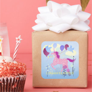 Unicorn's Birthday Party custom Square Sticker