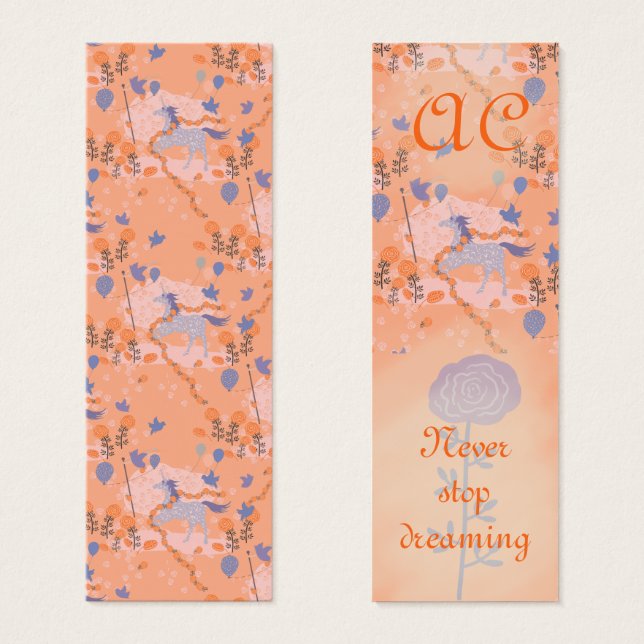 Unicorn's Birthday Party Personalized  Bookmark (Front & Back)