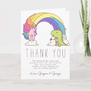 Unicorns & Dinosaurs Birthday Thank You Card