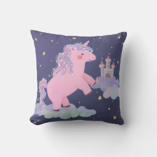 Unicorn's Dream Fantasy Illustration Throw Pillow