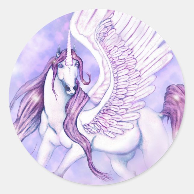 Unicorns Flight of Fancy Classic Round Sticker (Front)