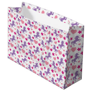 Unicorns & Hearts Pattern Large Gift Bag