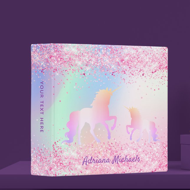 Unicorns holographic pink glitter name binder (Creator Uploaded)