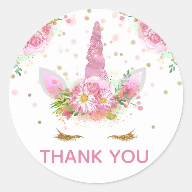 Unicorns in Bloom Classic Round Sticker (Front)