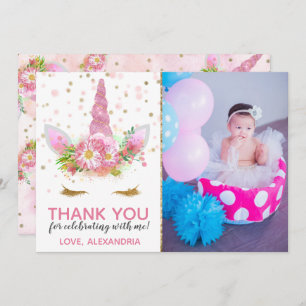 Unicorns in Bloom Thank You Card