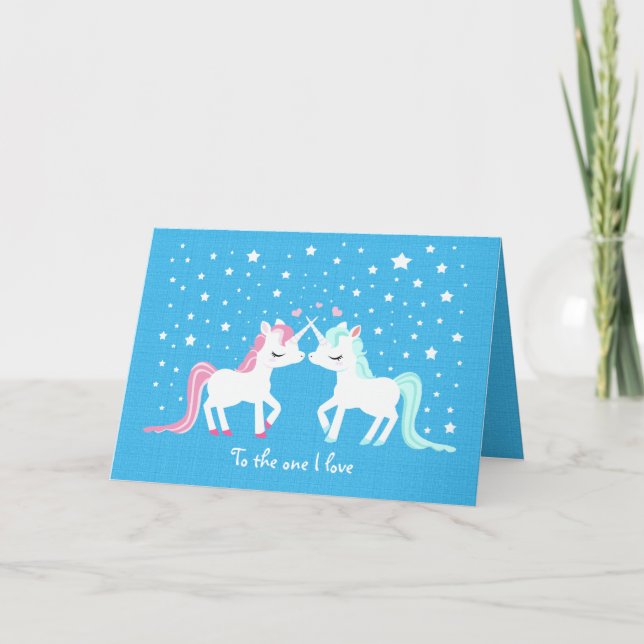 Unicorns in love Valentines card (Front)