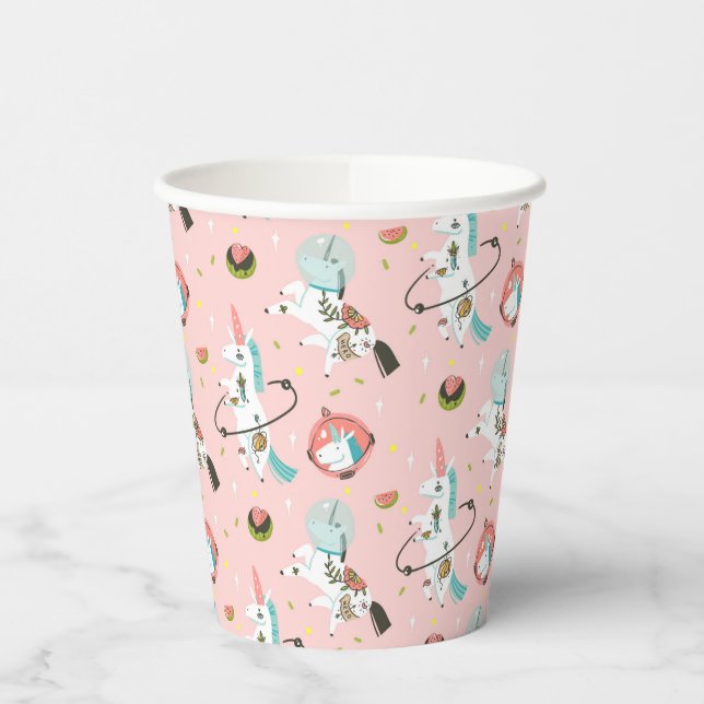 Unicorns In Space Pattern Paper Cups (Left)