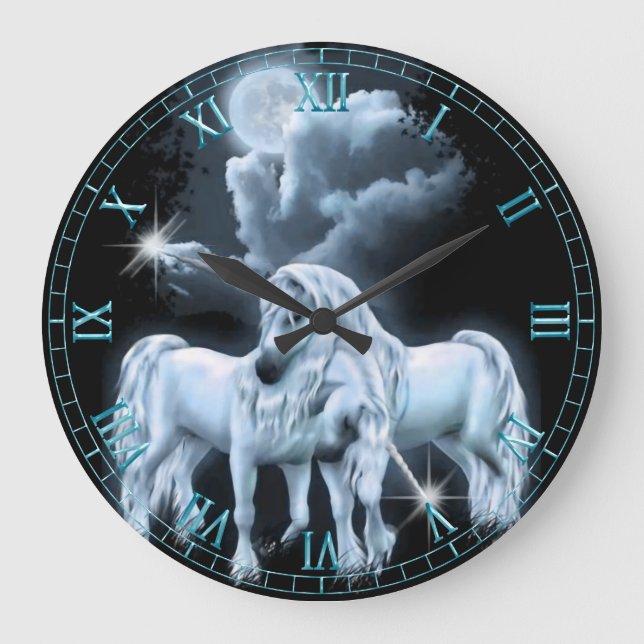 Unicorns in the Moonlight  Wall Clock (Front)