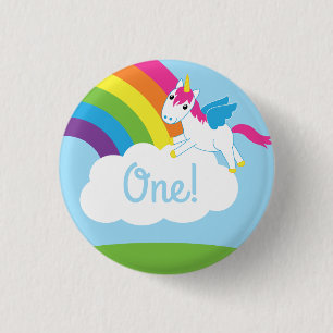 Unicorns Kids Birthday Party Theme 1 Inch Round Button