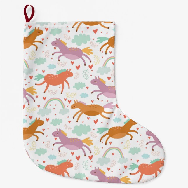 Unicorns Large Christmas Stocking (Front)