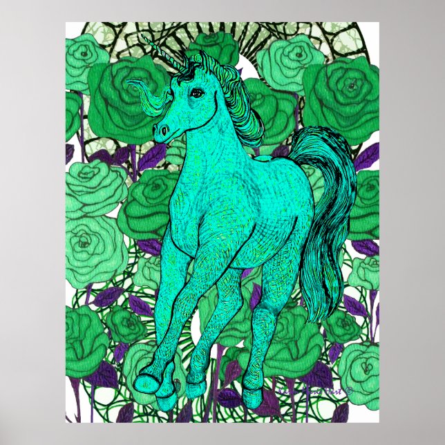 Unicorns Love Roses Poster (Front)