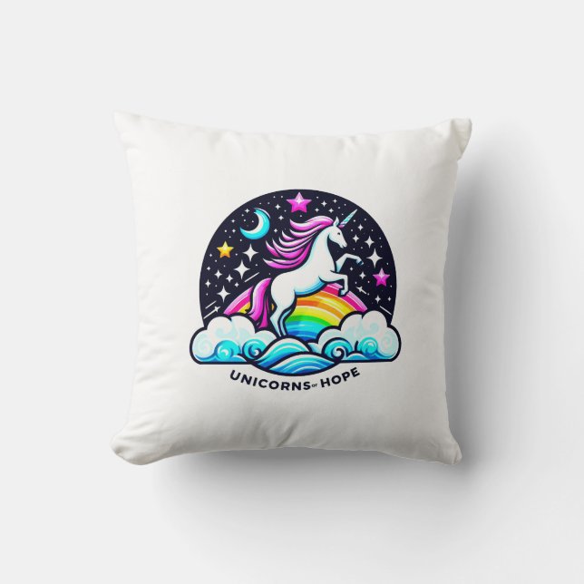 Unicorns of Hope Throw Pillow (Front)