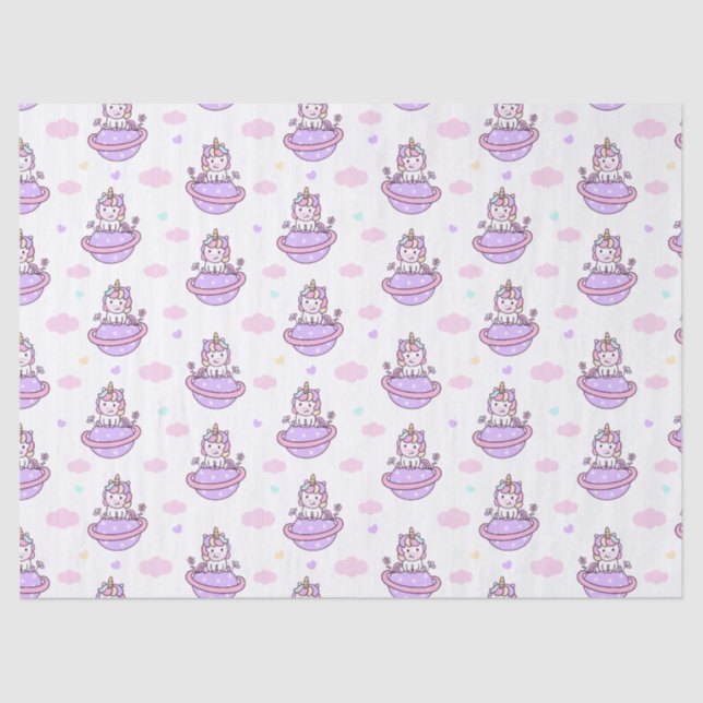  Unicorns on Planets Magical Space Pattern  Tissue Paper (Front)