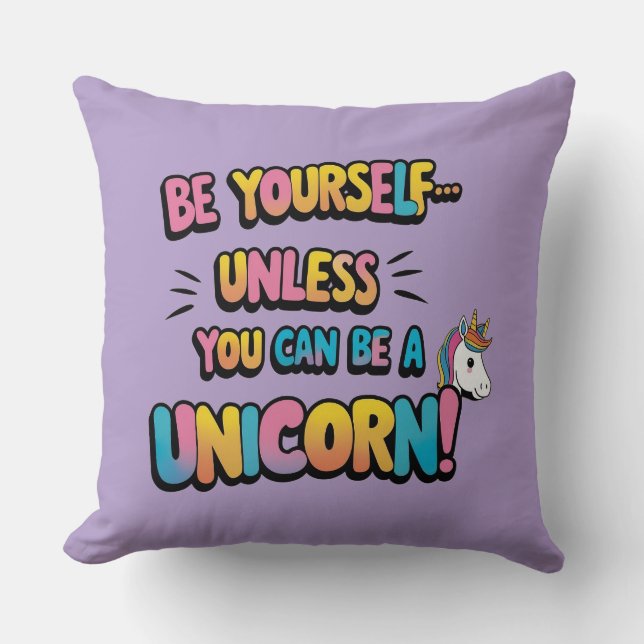 Unicorns Over Everything Throw Pillow (Front)