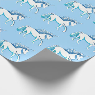 Unicorns Pattern Light Blue Wrapping Paper