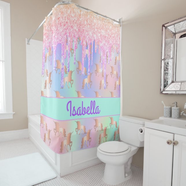 Unicorns pink gold mint green name (In Situ)
