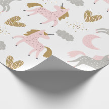 Unicorns Pink Grey Magical Cute Girly Boho Pattern
