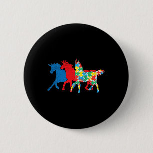 Unicorns Puzzle Blue Red Autism Awareness ASL Girl 2 Inch Round Button