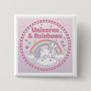 Unicorns & Rainbows 2 Inch Square Button