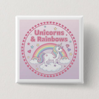 Unicorns & Rainbows 2 Inch Square Button