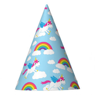 Unicorns & Rainbows Cute 1st Birthday Party Theme Party Hat