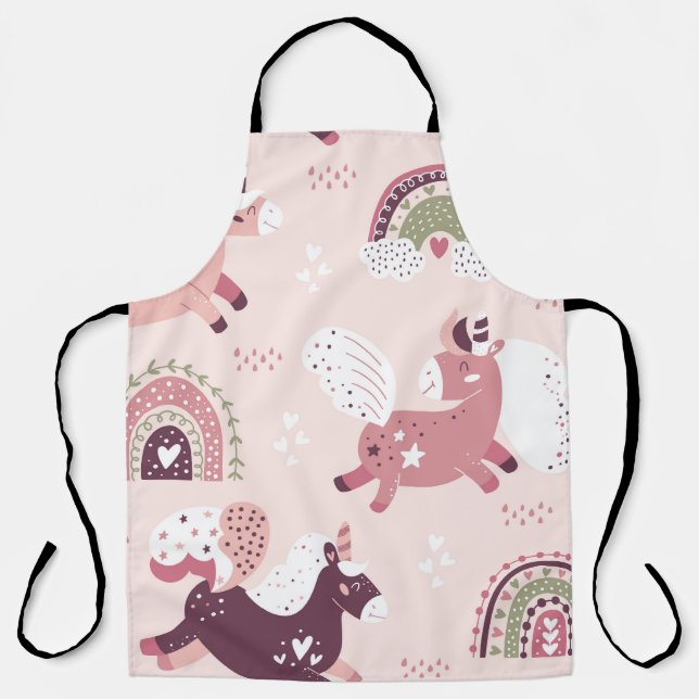 Unicorns Rainbows: Pastel Magic Background. Apron (Front)