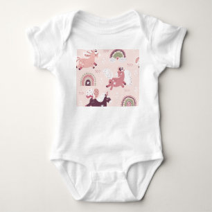 Unicorns Rainbows: Pastel Magic Background. Baby Bodysuit