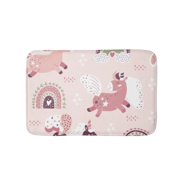 Unicorns Rainbows: Pastel Magic Background. Bath Mat (Front)