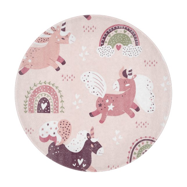 Unicorns Rainbows: Pastel Magic Background. Cutting Board (Front)