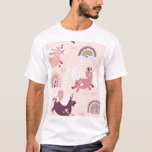 Unicorns Rainbows: Pastel Magic Background. T-Shirt