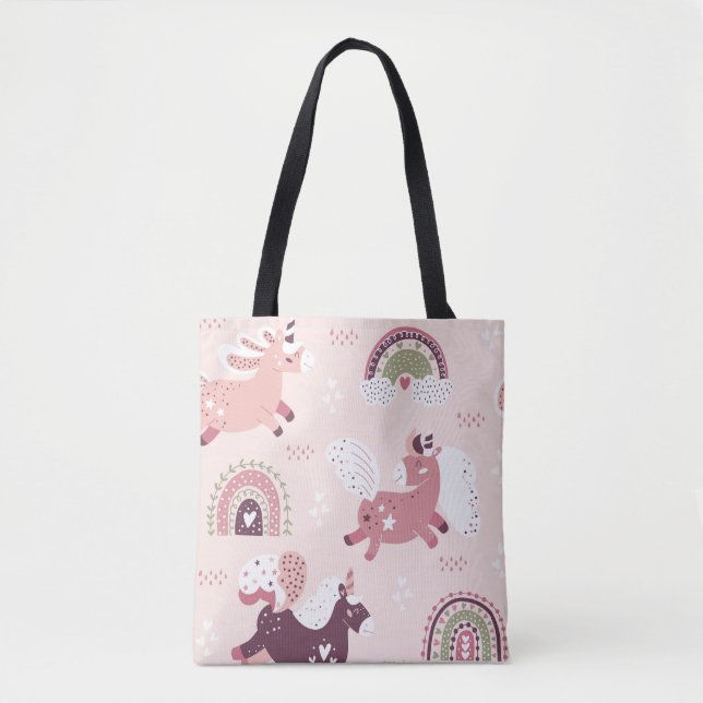 Unicorns Rainbows: Pastel Magic Background. Tote Bag (Front)