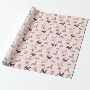Unicorns Rainbows: Pastel Magic Background. Wrapping Paper