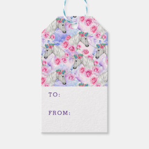Unicorns & Roses Pattern Gift Tags