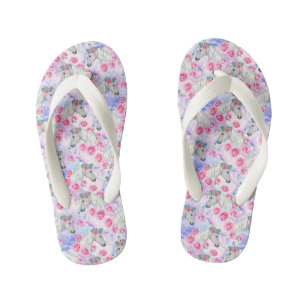 Unicorns & Roses Pattern Kid's Flip Flops