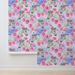 Unicorns & Roses Pattern Wallpaper