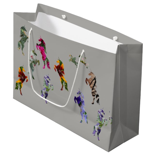 Unicorns Sac Cadeau Personnalisé - Grand, Lustré (Devant Angle)