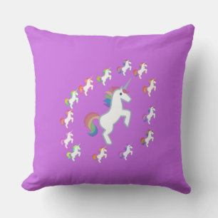 Unicorns Unicorns And More Multicolor Unicorns Throw Pillow